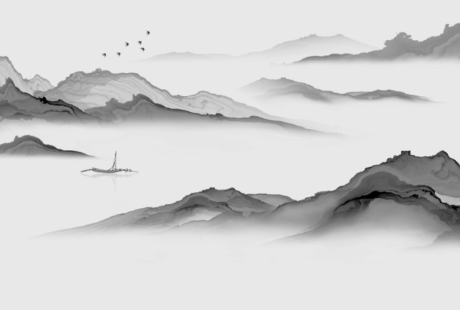 新中式 水墨山水背景  抽象水墨画  抽象线条山水  意境山